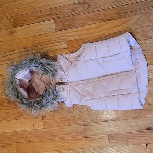 H&M Hooded Faux Fur Puffer Vest with Detachable Hood Pink Sz 2-4y
